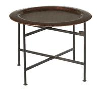 Orsina Contemporary Small Copper & Black Side Table, Round Top Small Lounge Table, Sl ed Side Table in Gold Orsina Gold