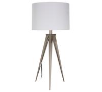 Orsina Contemporary Table Lamp with Sleek Metal Tripod Legs, White Fabric Shade & Clean Cabling, Modern Accent Lamp in Silver Orsina Silver