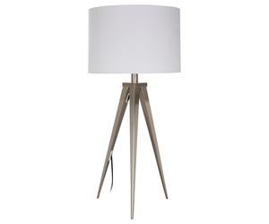 Orsina Contemporary Table Lamp with Sleek Metal Tripod Legs, White Fabric Shade & Clean Cabling, Modern Accent Lamp in Silver Orsina Silver