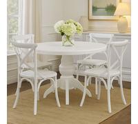 Orsina Contemporary White Wash 5Pc Dining Set, Space Saving Design Dining Set, Durable Small Dining Set For House Orsina White