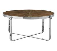 Orsina Convenient Metallic Coffee Table, Sleek Display Accent Table, Decorative Center Table, Spacious Round Table in Brown Orsina Brown