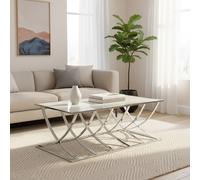 Orsina Convenient Spacious Silver Coffee Table, Luxe Design Decorative Table, Sleek Metallic Chrome Finish Table Orsina Silver