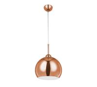 Copper Finish Pendant Light, Modern Ball-Shaped Hanging Lamp With White Inner Shade, Metal Lighting Pendant Premier Housewares Gold One Size
