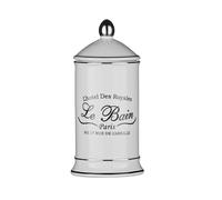 Orsina Cotton Bud Holder With Printed Text, Bathroom Cotton Bud Jar, Ear Bud Container, Cotton Bud Storage Box in White Orsina White