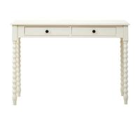 Orsina Country-Style Ivory Drawer Desk With Carved Legs, Classic Finish Desk With Drawers, Vanity Table For Bedroom