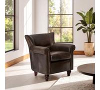 Orsina Cozy Dark Grey Scroll Armchair,heritage Design Chair With Copper Studded Detail,walnut Wooden Lounge Seat