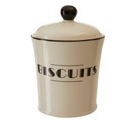 Orsina Cream Dolomite Biscuits Jar With Black Art Deco Detail, Ceramic Biscuit Barrel, Storage Canister For Cookies in White Orsina White