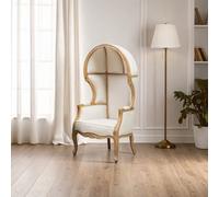 Orsina Cream Dome Accent Chair, Mindi Wood Classical Frame With High Back, Soft Upholstered Dome Chair