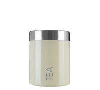 Orsina Cream Enamel Tea Canister, Metal Storage Jar With Glossy Finish And Airtight Lid, Keeps Tea Leaves Or Bags