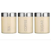 Orsina Cream Enamel Tea Coffee And Sugar Set