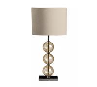Orsina Cream Suede Effect Shade Table Lamp, Chrome Base With Glass Orb Detail, 40W E14 Bulb Compatible