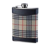 Orsina Cream Tartan Hip Flask, 6Oz Stainless Steel Flask With Traditional Green Tartan Wrap, Secure Screw Cap