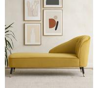 Cream Velvet Chaise Lounge, Chaise Lounge Sofa for Home, Right Arm Chaise Sofa Premier Housewares Yellow One Size