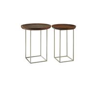 Orsina Crest Silver Iron And Wood Tops Side Tables