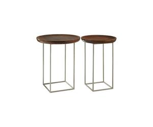 Orsina Crest Silver Iron And Wood Tops Side Tables