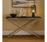 Orsina Criss Cross Console Table, Stainless Steel Console Table, Contemporary Hallway Table in Black Orsina Black