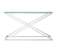 Orsina Criss Cross Console Table, Stainless Steel Console Table, Contemporary Hallway Table in Clear Orsina Clear