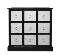 Orsina Crocodile Black Leather Effect 9 Drawer Cabinet, Corner Cabinet Storage, Storage Cabinet For Living Room