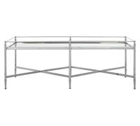 Orsina Cross Design Mirrored Top Coffee Table, Metallic Rectangular Center Table, Modern Decorative Accent Table in Silver Orsina Silver