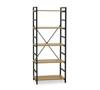 Orsina Cross-Pattern Design 5 Tier Light Yellow Shelf Unit, Bookcase Shelving With Black Metal Frame, Storage Rack Orsina Yellow