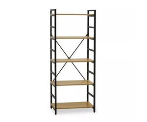 Orsina Cross-Pattern Design 5 Tier Light Yellow Shelf Unit,bookcase Shelving With Black Metal Frame,storage Rack