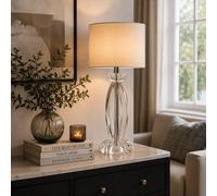 Orsina Crystal Large Conical Lamp Base With Faceted Stem, Heavy Glass Table Lamp Stand, Durable Large Lamp Base in Silver Orsina Silver