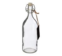 Interiors by Premier Crystal Storage Bottle With Pine Wood Lid, Personalized Clear Glassware, Transparent Drinking Bottle