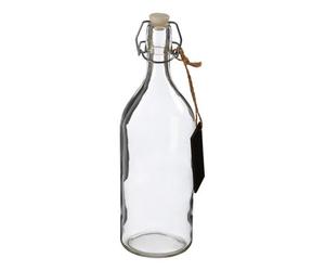 Orsina Crystal Storage Bottle With Pine Wood Lid, Personalized Clear Glassware, Transparent Drinking Bottle