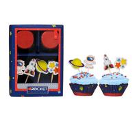 Premier Housewares Rocket Cupcake Cases and Toppers 48-Pieces Cake Cases Muffin Cases Reusable Cupcake Cases Cake Cases Cupcake Mini Muffin Cases