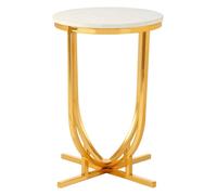 Orsina Curved Base Side Table, Decorative Settee Side Table, Sturdy Gold Finish Bedside Table, Metallic Small Table Orsina Gold