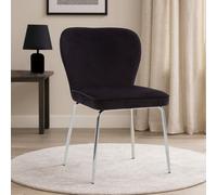 Orsina Curved Black Chrome Finish Dining Chair,chrome Finish Lounge Chair,kitchen Chair,curved Backrest Armchair
