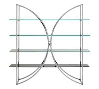 Orsina Curved Design Shelf Unit With Black Glass Shelves,versatile Display Unit, Storage Unit,decorative Shelf