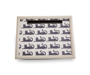 Orsina Cushioned Base Black Cat Lap Tray with Ipad Holder, Stylish Tray For Bedroom, Raised Rim Kitchen Tray Orsina Black