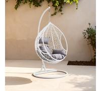 Orsina Cut Out Sides White Hanging Chair with Round Base, Comfortable Seating Swing Chair, Easy to Clean Chair Orsina White