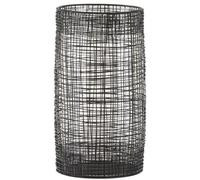 Orsina Cylindrical Black Lantern, Elegant Iron Wireframe Black Candle Holder, Indoor Outdoor Decor With Glass Shade