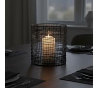 Orsina Cylindrical Black Lantern, Iron Wireframe Black Candle Holder, Indoor & Outdoor Decor with Glass Shade Orsina Black