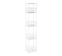 Premier Housewares 4 Tier Rectangle Storage Caddy Metal/Vinyl Coating, White, 12 x 16 x 87 cm