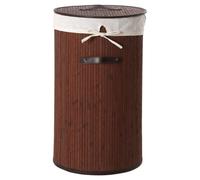 Premier Housewares Kankyo Bamboo Round Laundry Hamper, Dark Brown