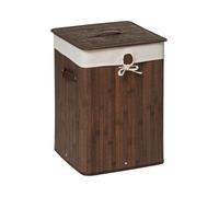 Orsina Dark Brown Square Laundry Hamper, nature friendly Bamboo & Cotton Storage Basket With Lid & Handles Orsina Brown