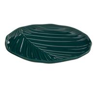 Orsina Dark Green Canape Plate,porcelain Plate,small Tropical Leaf Texture Serving Plate,perfect For Appetizers