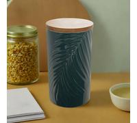 Premier Housewares Bali Dark Green Large Storage Jar with Bamboo Lid