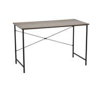 Orsina Dark Oak Desk With Black Metal Frame,office Desk,multipurpose Writing Table,desk With Cross Pattern