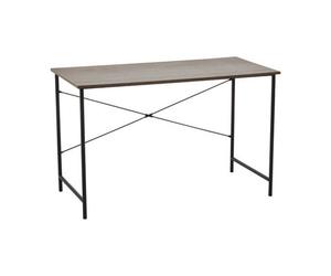 Orsina Dark Oak Desk With Black Metal Frame,office Desk,multipurpose Writing Table,desk With Cross Pattern