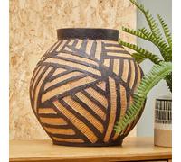 Orsina Darnell Round Natural And Black Planter