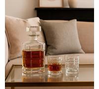 Orsina Decanter With 2 Tumblers, Modern 850ml Whiskey Decanter & Tumblers, Textured Barware Jug, Crystal Drinkware in Clear Orsina Clear