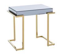 Orsina Decent End Table With Grey Mirrored Top, Metal Side Table With C-Shaped Base, Luxe Gold Finish Small Table Orsina Grey