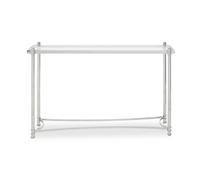 Orsina Decent Silver Console Table with Clear Glass, Stylish Metallic Finished Decorative Table, Silver Table Orsina Silver