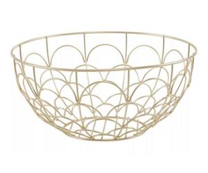 Orsina Deco Matte Gold Fruit Basket, Elegant Geometric Wire Bowl For Storing Fresh Fruit, Durable Metal