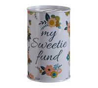 Orsina Decorative Tin Money Box, Metal Money Saving Tin For Home, Cute Small Coin Tin, Lightweight Cylindrical Tin in White Orsina White