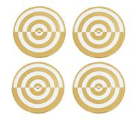 Orsina Decorative White & Gold Ceramic Coaster Set, Luxe Glazed Stoneware Coasters with Bullseye Pattern Orsina White